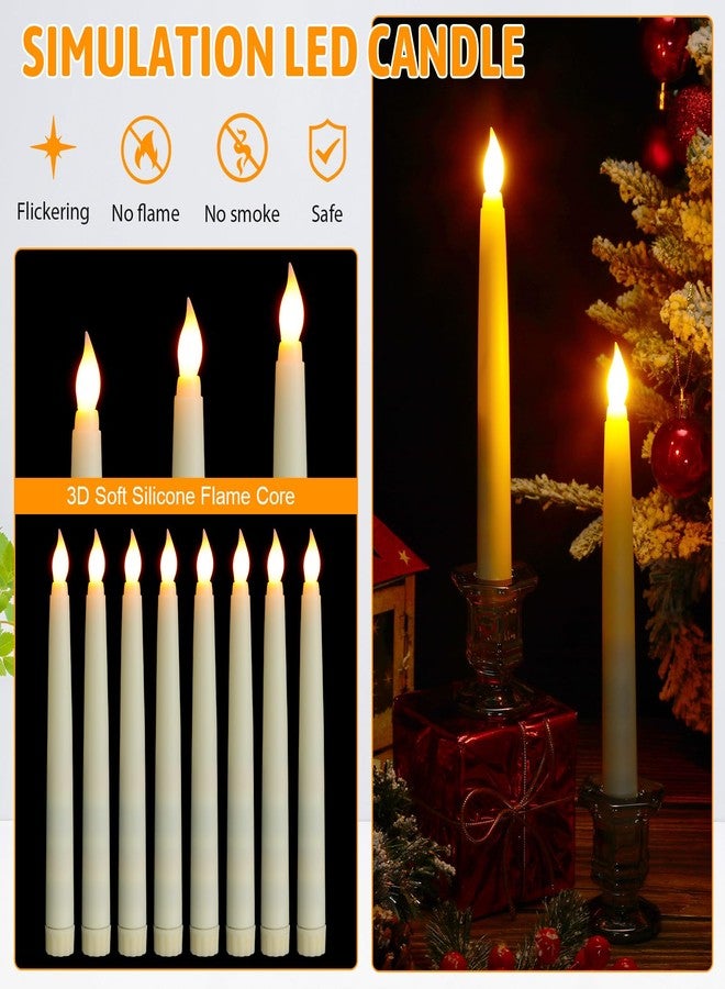 Baquler Flameless Flicker Taper Candles LED Candles Flickering Warm White Light Ivory LED Candlesticks Window for Christmas Wedding Home Decor(8.5 Inches,100) - Image 3